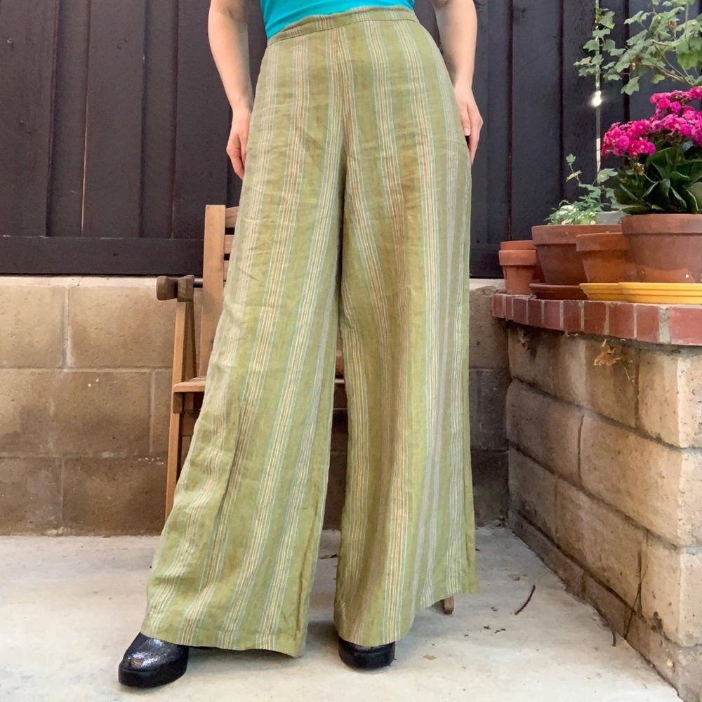 Designer Bryn Walker Striped Linen Wide Legs